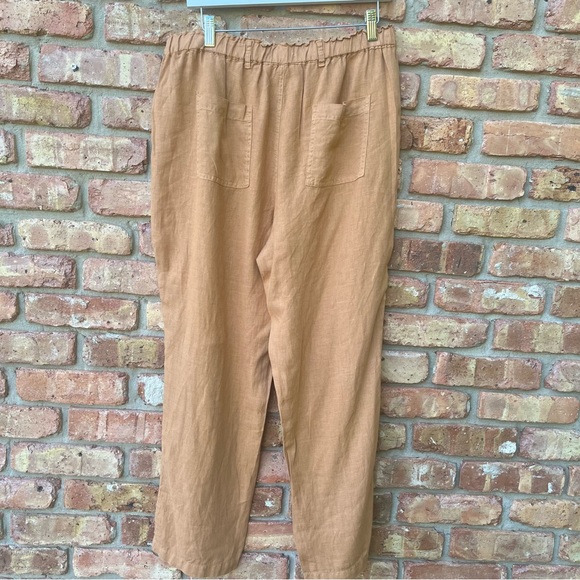 C AND C CALIFORNIA LARGE RUST BROWN 100% LINEN PULL ON PANTS - Picture 9 of 11